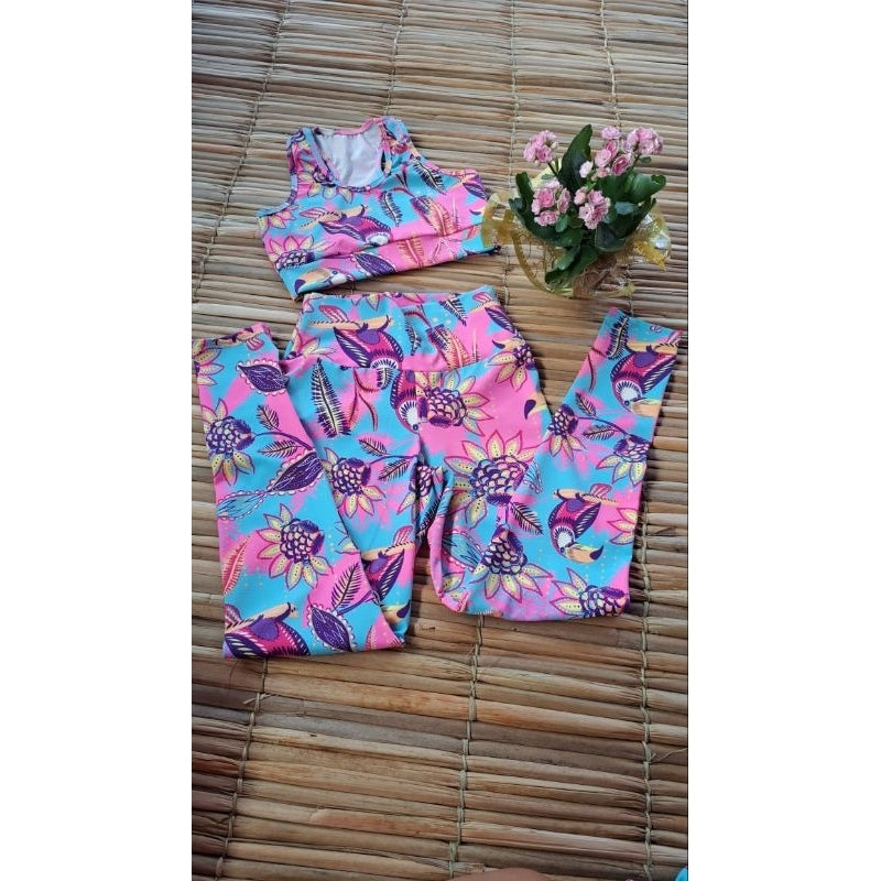 Conjunto Trio Calça Legging + Top Nadador + Short Roupa De Academia Fitness