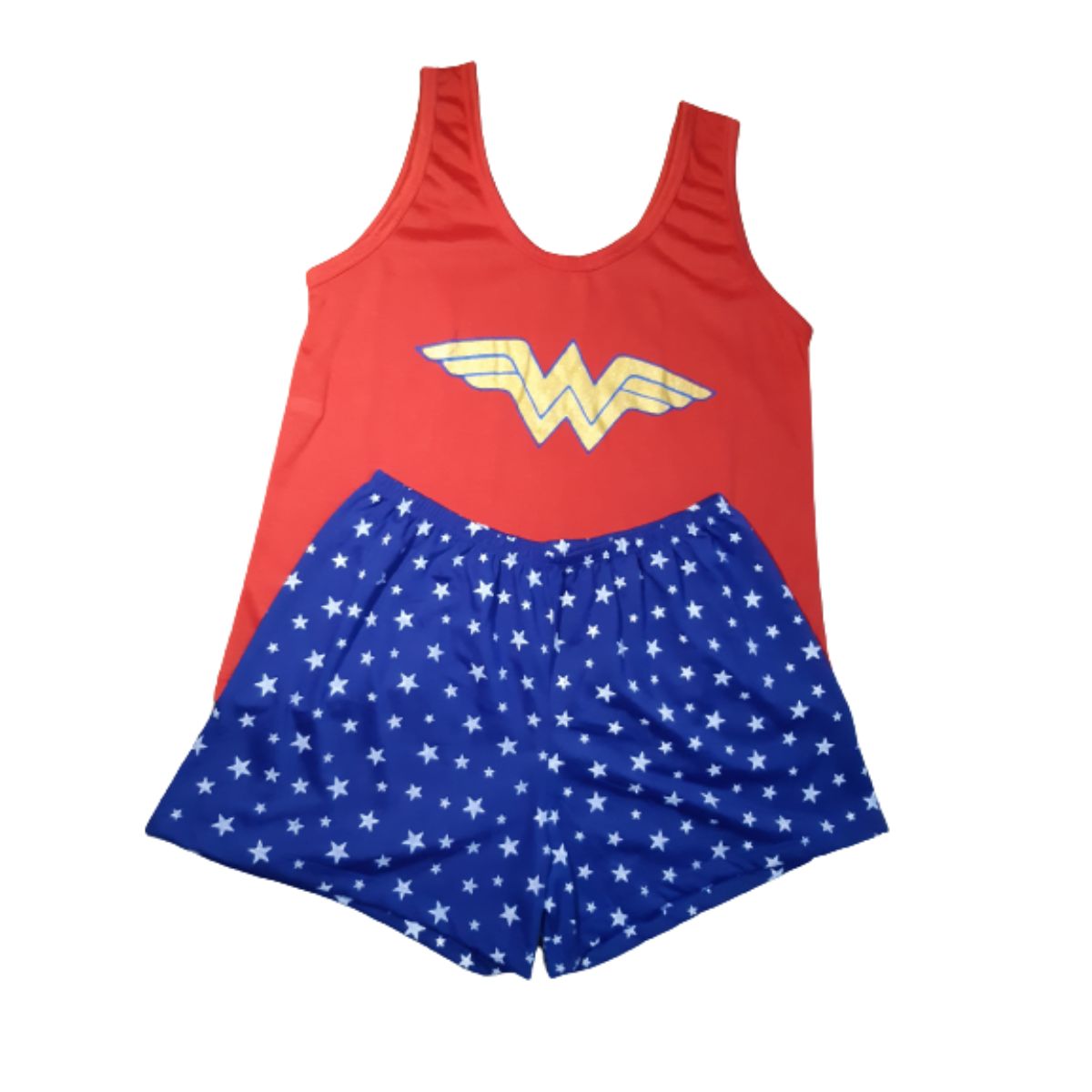 Pijama Baby Doll Short Feminino Estampado Mulher Maravilha