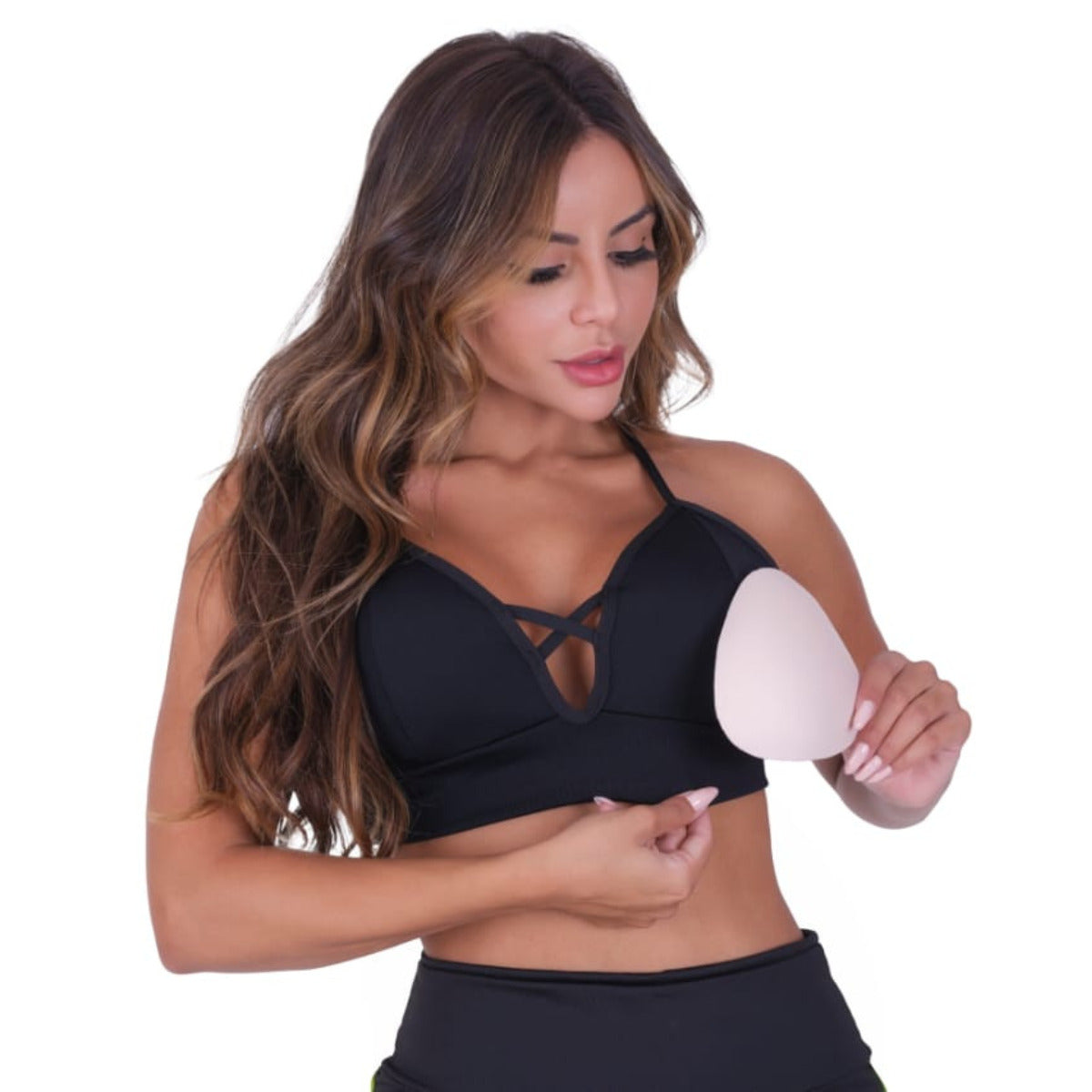 Top Fitness Feminino Decote Tiras E Bojo Removível Academia