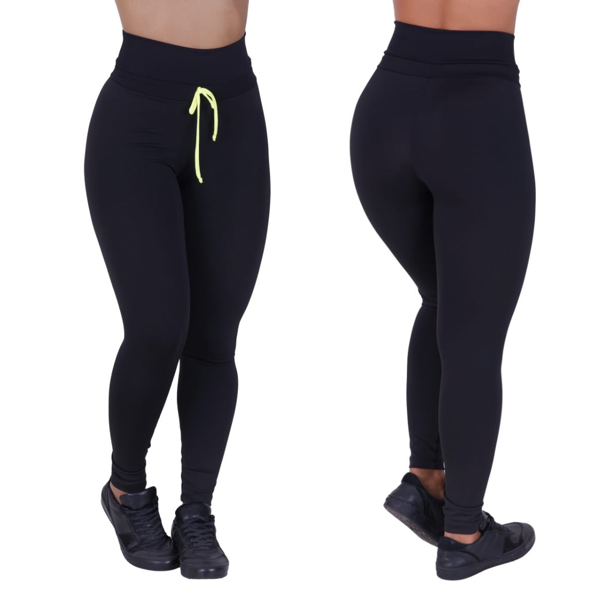 Calça Legging Cós Alto com Detalhe Cadarço Viés Confortável