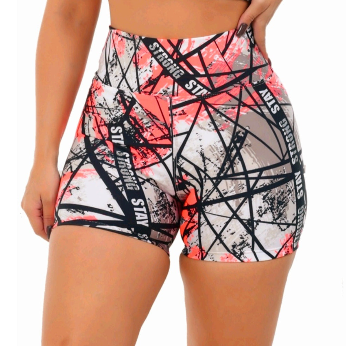 Short Fitness Academia Cintura Alta Confortável Estampado