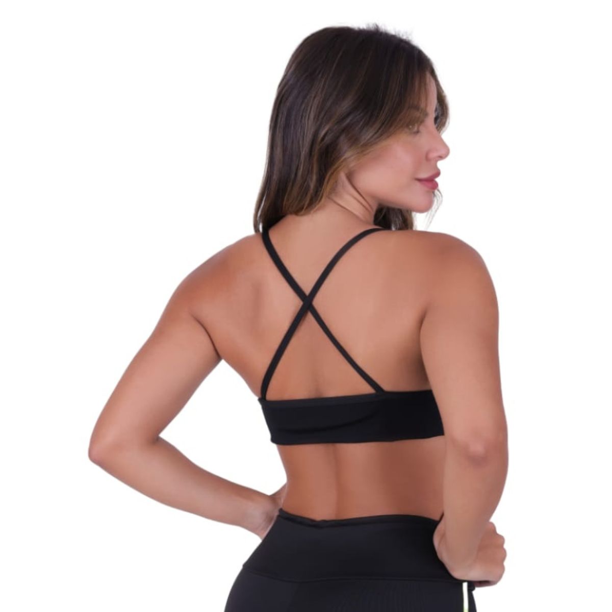 Top Fitness Feminino Decote Tiras E Bojo Removível Academia