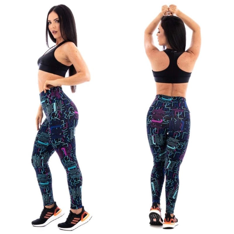 Calça Legging Leg Feminina Cos Alto Suplex Estampada Fitness Academia.