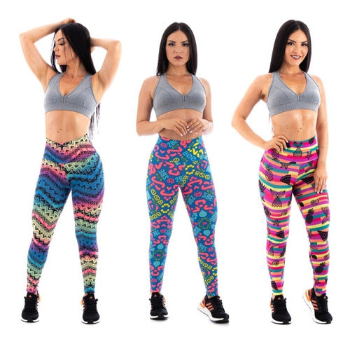 Calça Legging Leg Feminina Cos Alto Suplex Estampada Fitness Academia.