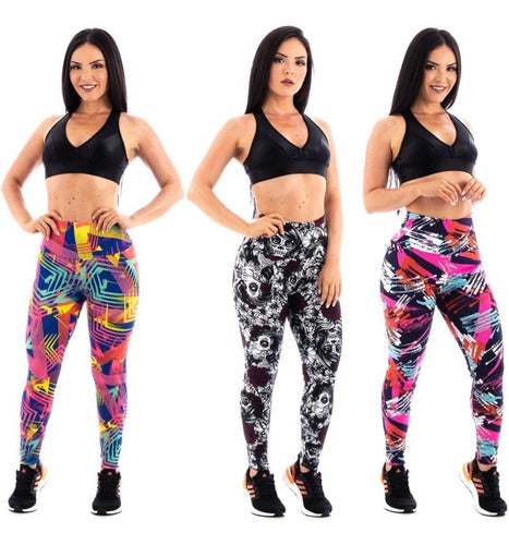 Calça Legging Leg Feminina Cos Alto Suplex Estampada Fitness Academia.