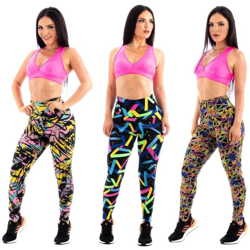 Calça Legging Leg Feminina Cos Alto Suplex Estampada Fitness Academia.