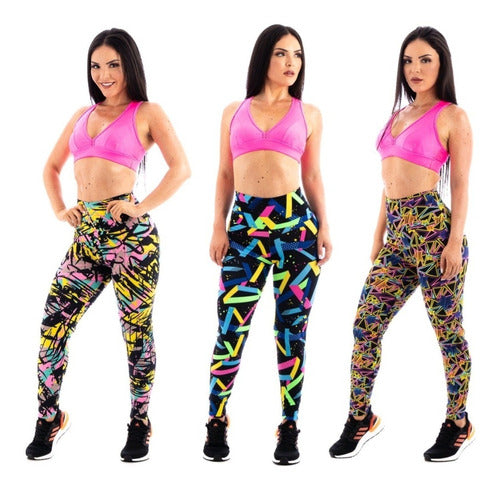 Calça Legging Leg Feminina Cos Alto Suplex Estampada Fitness Academia.