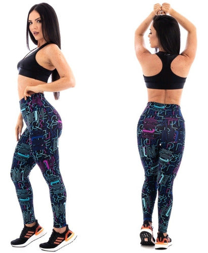 Calça Legging Leg Feminina Cos Alto Suplex Estampada Fitness Academia.