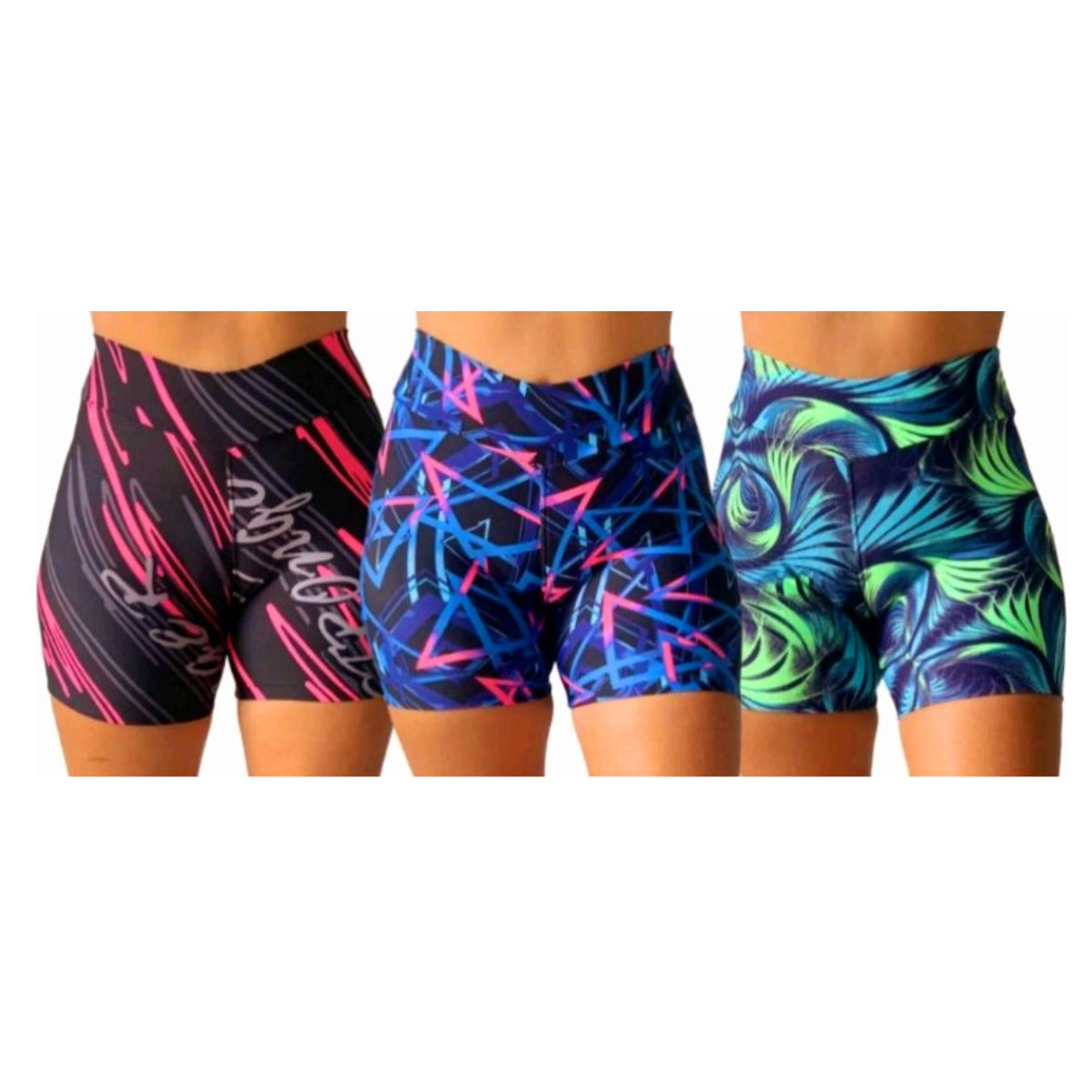 Kit 3 Shorts Legging Fitness Suplex Confortável Cos Alto