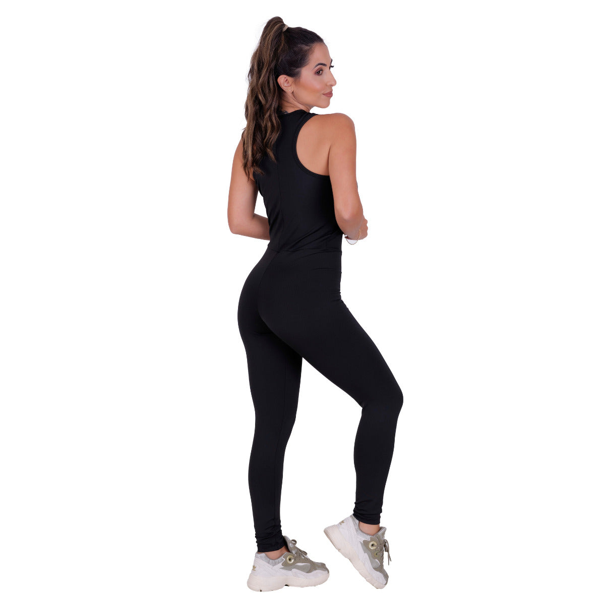 Macacão Longo Feminino Com Detalhe Em Zíper Suplex Fitness